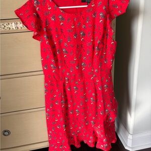 19 Cooper Red Floral Ruffle Mini Dress